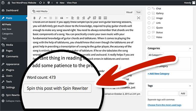 Spin Rewriter Plugin WordPress.