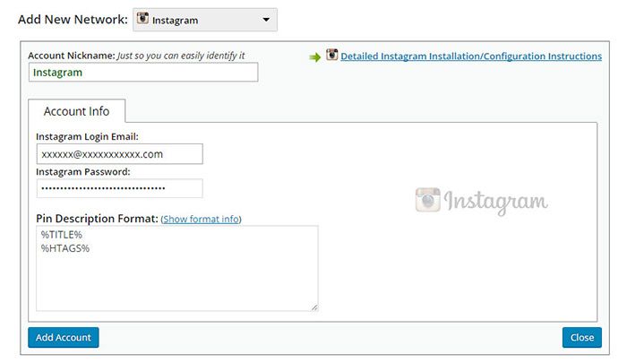 wordpress auto post pe Instagram