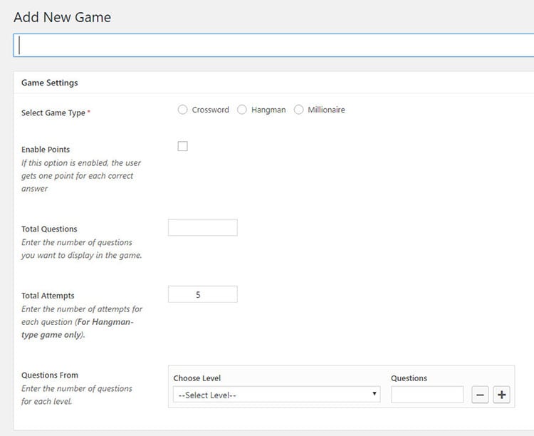 plugin de jeu pour site WordPress