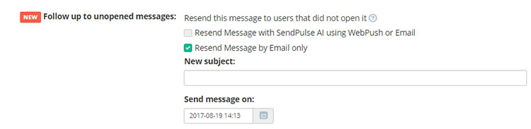 sendpulse Okunmayanlara yeniden gönder özelliği