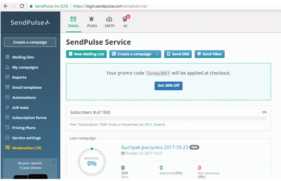 sendpulse e-posta kampanyası oluşturma