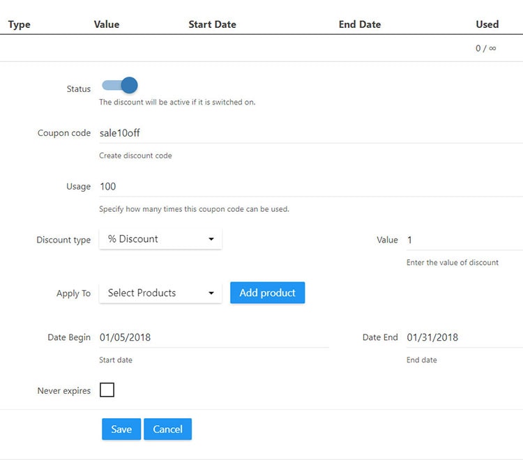 codes de réduction du plugin alidropship