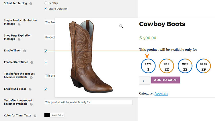 minuterie de disponibilité des produits woocommerce
