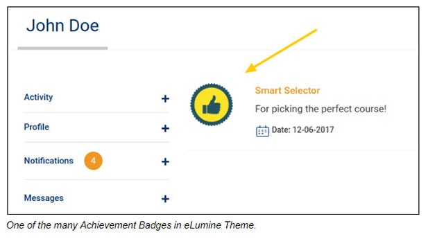 Badges de réussite dans le thème eLumine