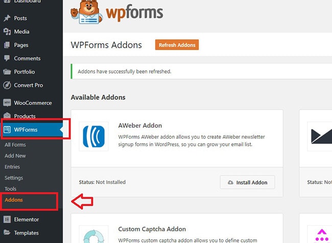 wp forms conversational addon install