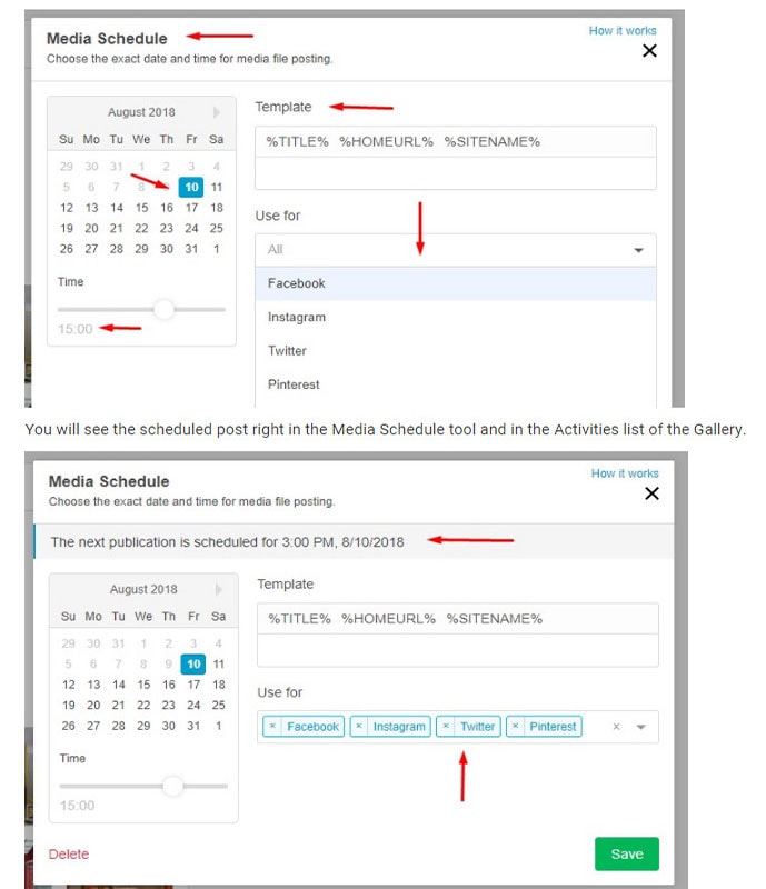 planification de la publication sur les comptes sociaux