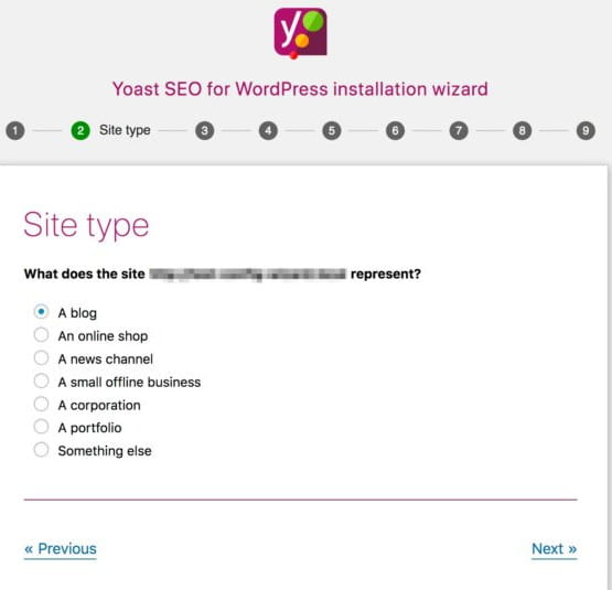 Assistant de configuration de Yoast SEO.