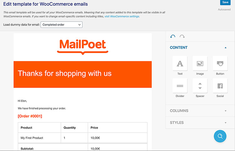 personnalisateur d'e-mail mailpoet