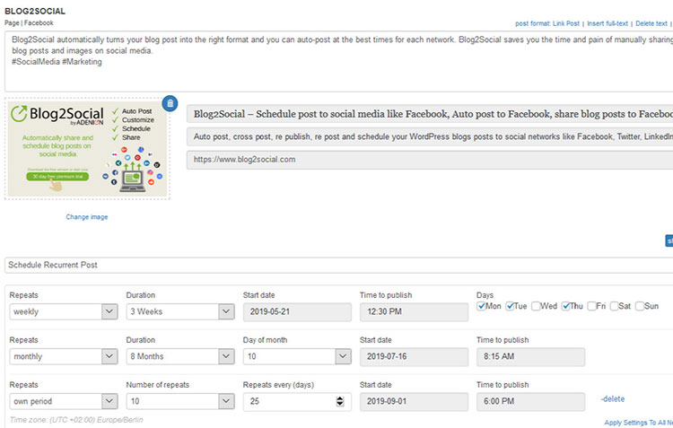 planifier le partage de publications sur les comptes sociaux