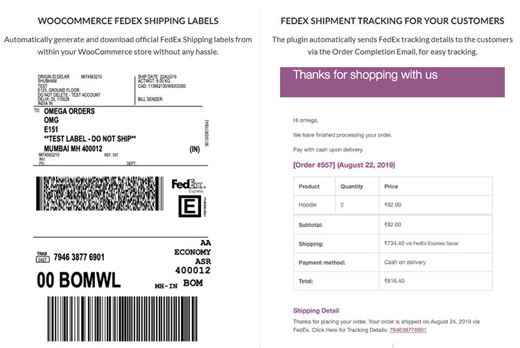 WooCommerce FedEx ShippingPluginの印刷ラベル