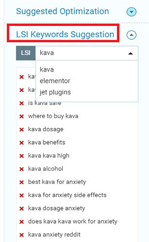 Suggestion de mots clés seopressor lsi