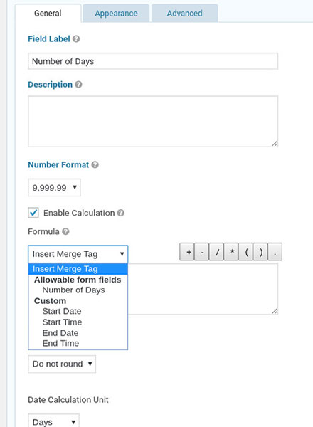 Calculateur de date et heure de Gravity Forms