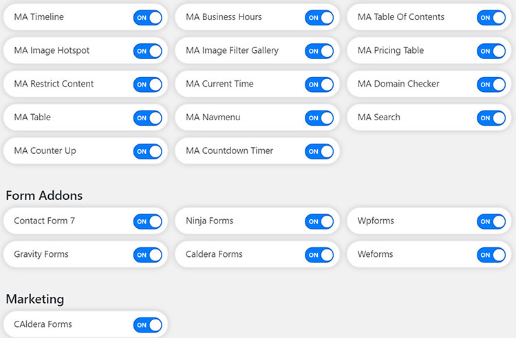 elementor widget'ları için ana eklentiler