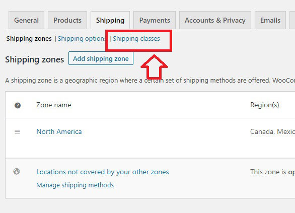 como adicionar classes de envio woocommerce