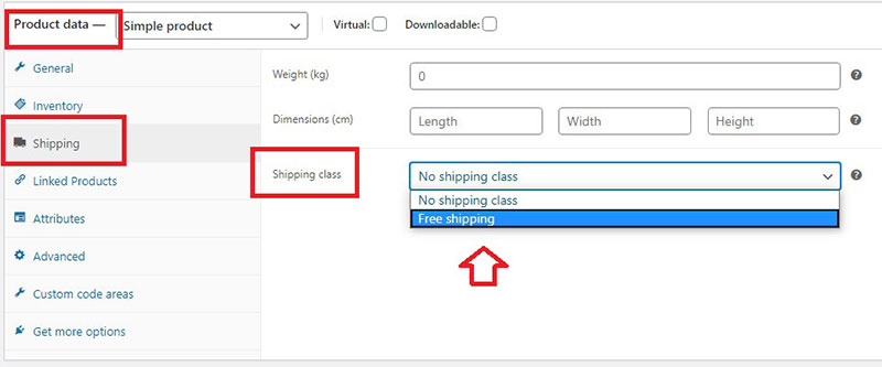 woocommerce frete grátis único produto