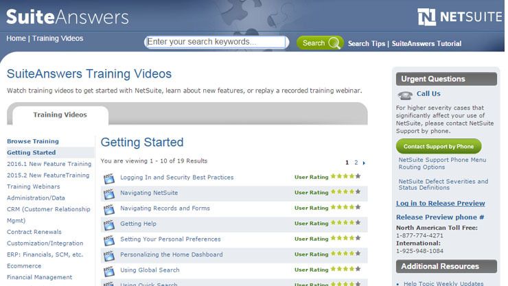 มีวิดีโอการฝึกอบรม NetSuite มากมายในศูนย์สนับสนุน