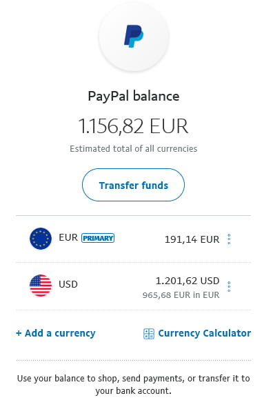 さまざまな通貨で残高を保持できます。