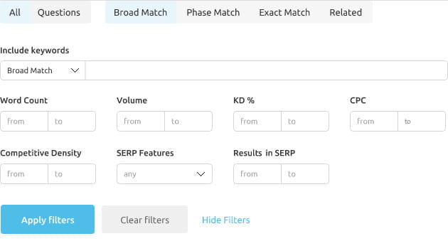 Semrushキーワードマジックツール。