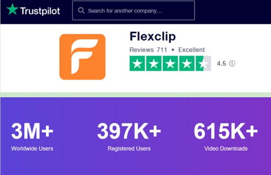 Evaluări FlexClip Trustpilot.