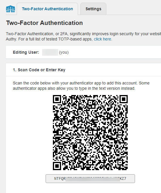 Wordfence Zwei-Faktor-Authentifizierung.