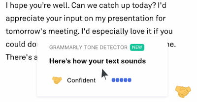 Grammarly Tone-Detektor-Funktion.