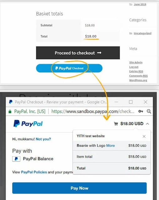 YITH PayPal Express Checkout pour WooCommerce.