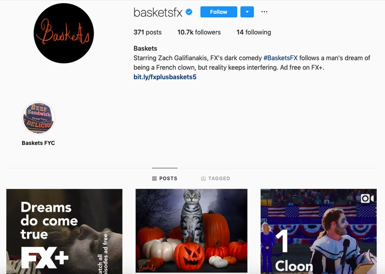 Instagram 上的 Baskets 社交媒体活动示例。