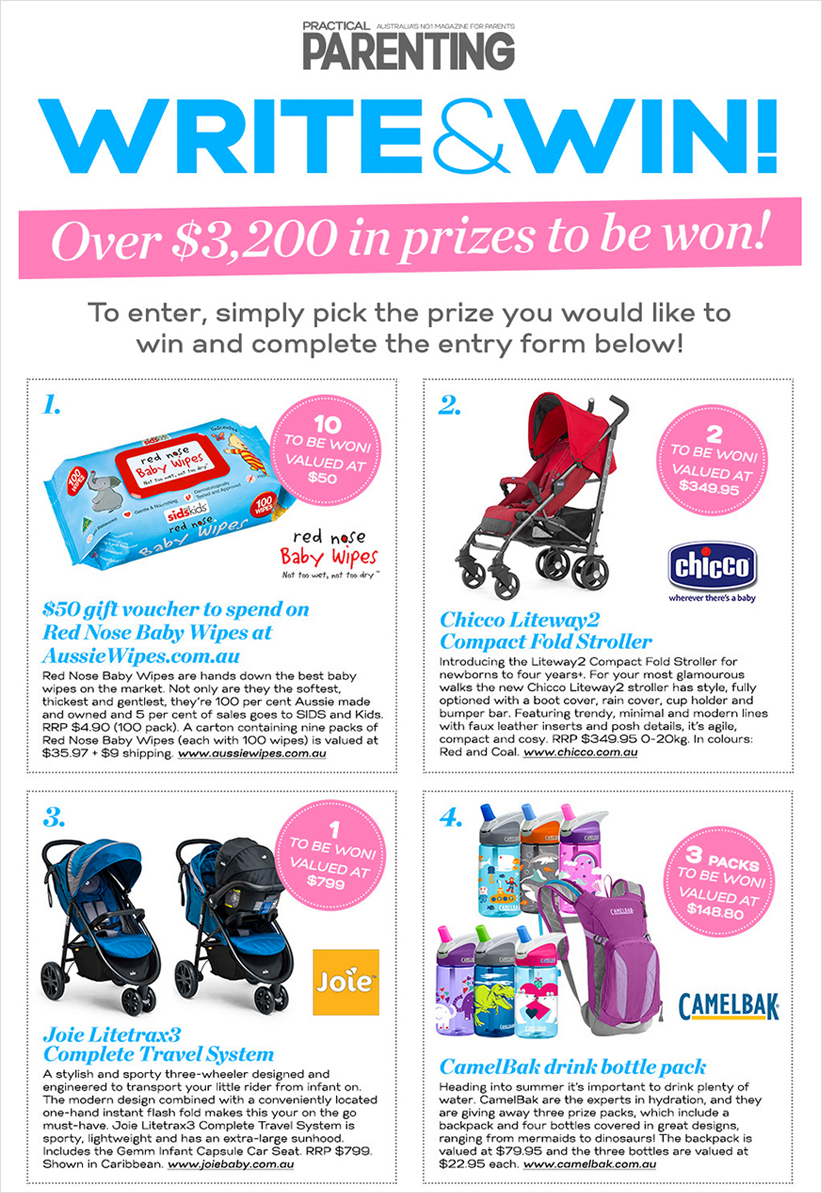 Kontes Parenting's Pick a Prize praktis