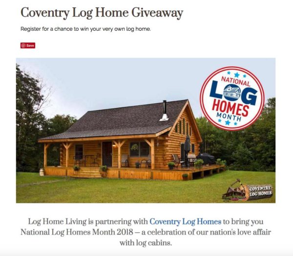 Coventry Log Home Giveaway