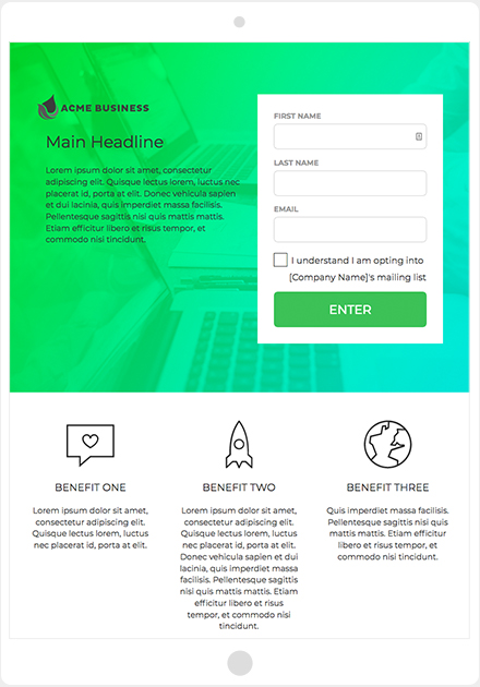 Landing Page + Formularvorlage von ShortStack