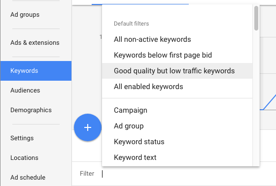 Neue AdWords-Keyword-Filter