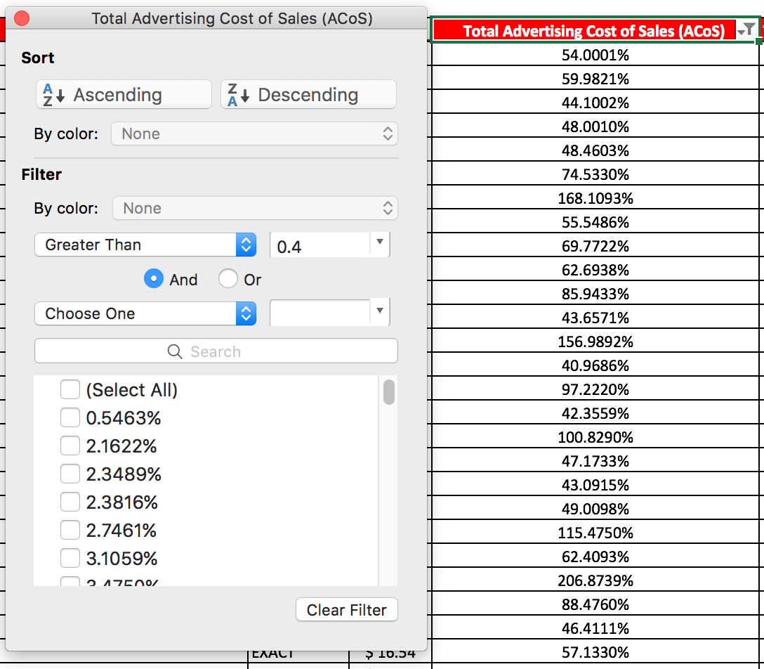 Filtro de segmentação da Amazon