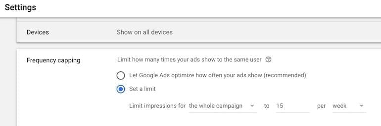 Pembatasan Frekuensi Setelan Iklan Bergambar Google Ads