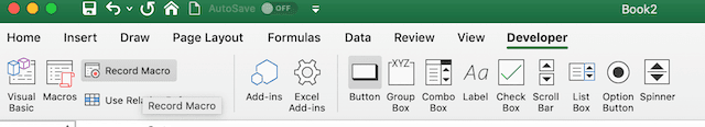 rekam tombol makro di excel