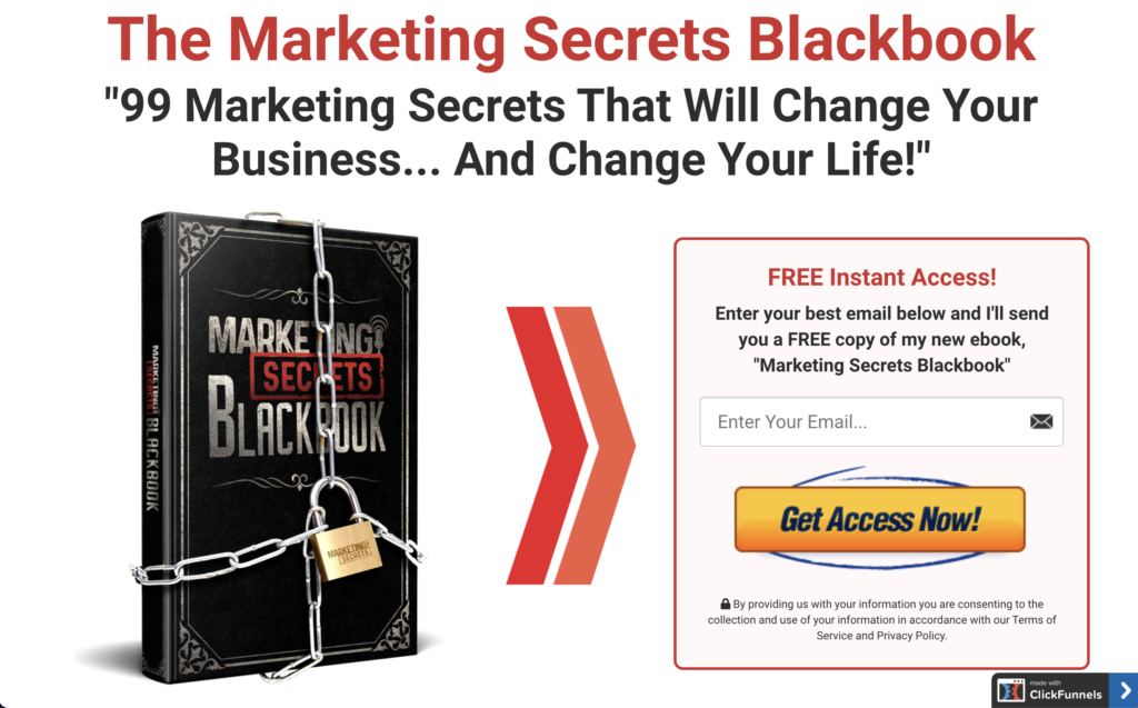 blackbook dei segreti di marketing di clickfunnels - esempio di pagina di destinazione