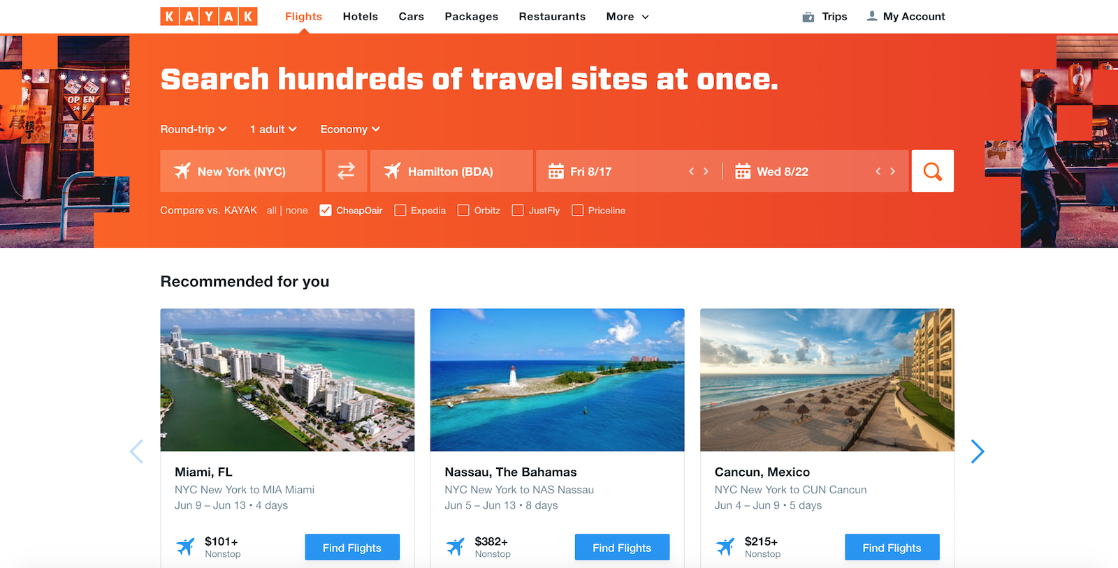 Kayak Hotel Booking Platform