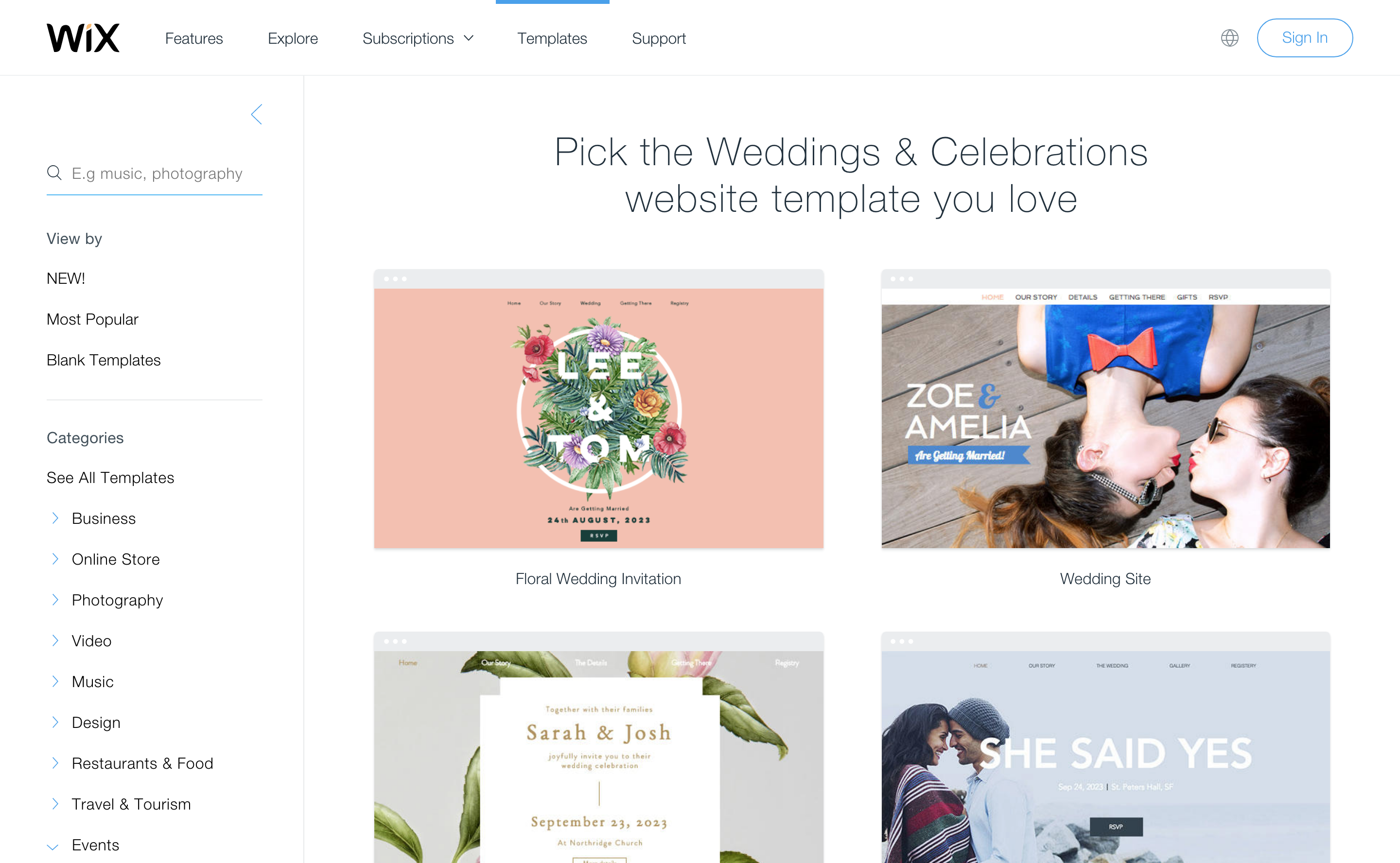 Wix Free Wedding Websites