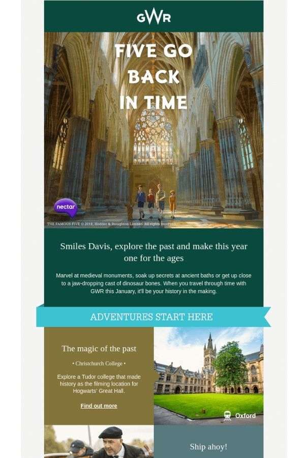 newsletter email campaign examples: Great Western Railway