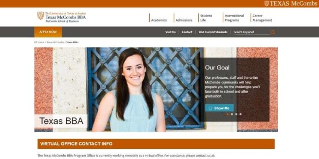 University of Texas at Austin website