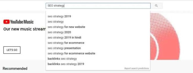 Keyword research with YouTube