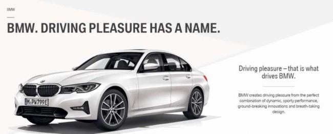 BMW's product branding that resonates with the "driving pleasure" philosophy.