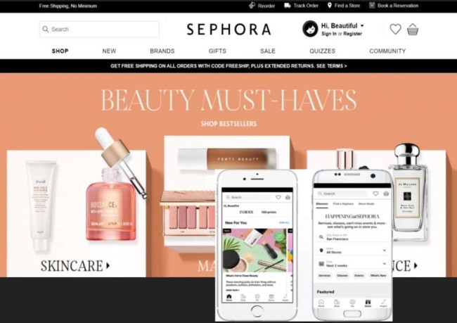 Sephora website