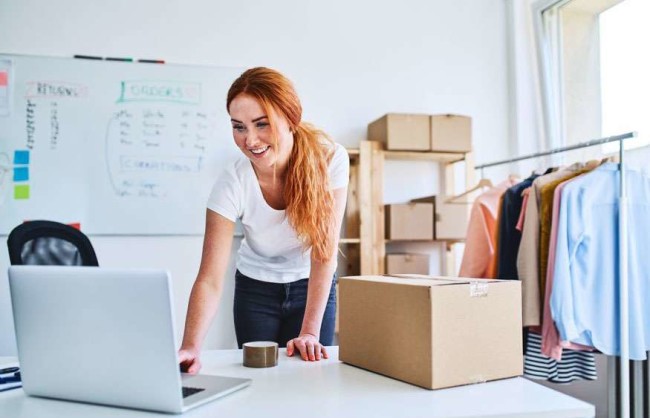 A woman shipping a package 