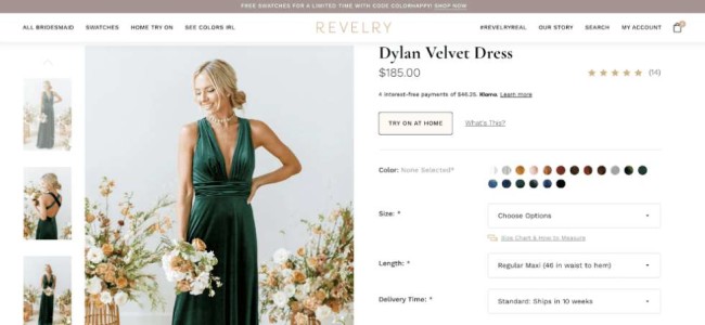 revelry screenshot ecommerce website design