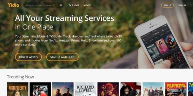 Movie streaming websites: Yidio