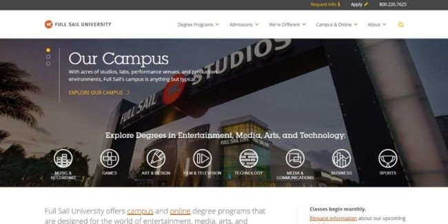  Full Sail University website