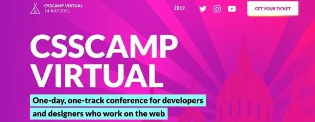 Web development and design conference CSSCamp Virtual's website screenshot.