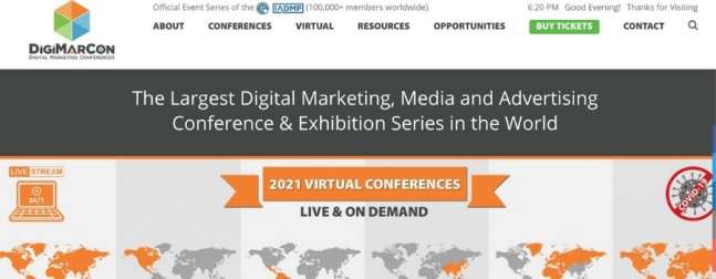 digital marketing conference digimarcon world 2021 website screenshot