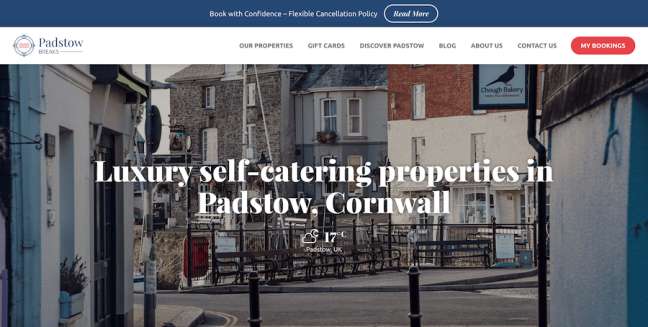 Padstow Breaks Travel Website Design