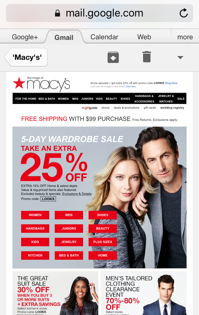 Macys reagiert nicht auf E-Mail